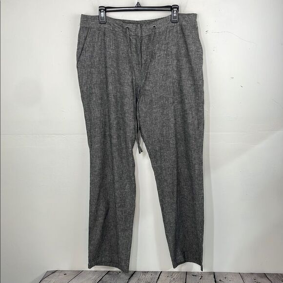 Charter Club Straight Leg Linen Cotton Gray Pants Size 14 - Picture 1 of 16